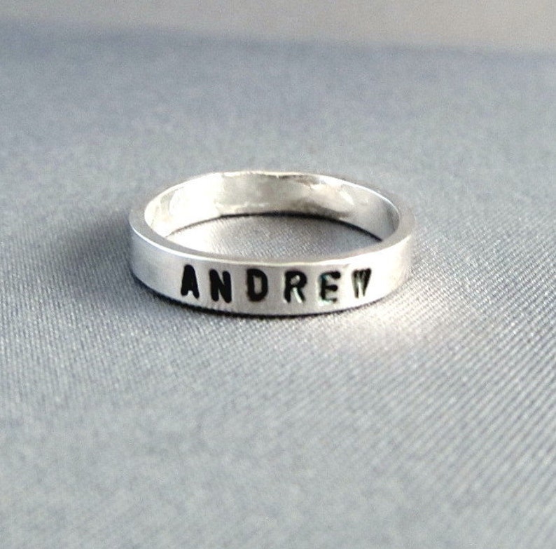 Stackable Name Rings, custom ring, Sterling Silver Name Ring, custom stacking ring image 1