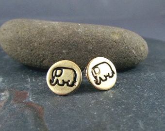 Lucky Elephant Earrings in Mixed Metals