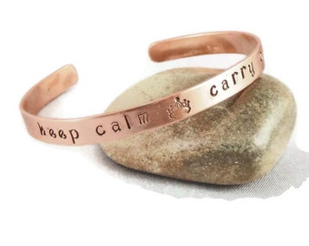 Custom Stamped Copper Cuff, Personalized Bracelet