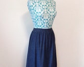 Vintage Women s Skirt Midi Length 1970 39 s 70 39 s Dark Denim Prairie Ruffled Hem
