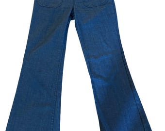 Vintage LEVIS Jeans FRESH PRODUCE Carrot Tab : Bell Bottom Sailor Pocket 1970’s 28”Waist