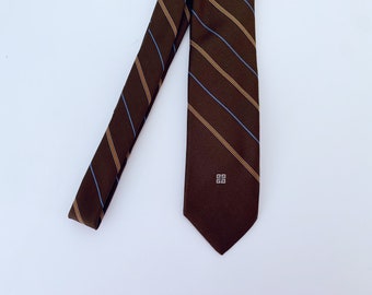 Vintage 1970’s Tie // 70’s Brown Givenchy Logo Necktie