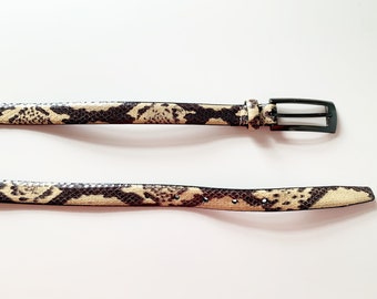Vintage Snakeskin Belt // Boho Bohemian Genuine Leather Belt