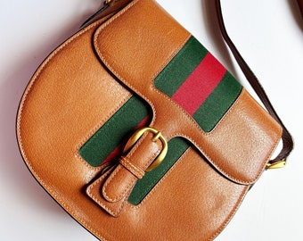 Vintage 1980’s Iconic Very Rare Saddle Bag Purse // Gucci Crossbody Handbag