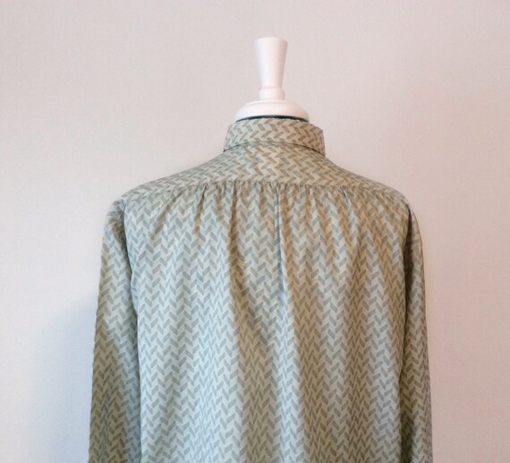 vintage 1970s blouse // green chevron shirt  // b… - image 5