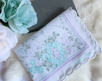 Vintage Christian Dior Placemat Napkin // Romantic Pastel Lavender // Logo Designer Floral Decor