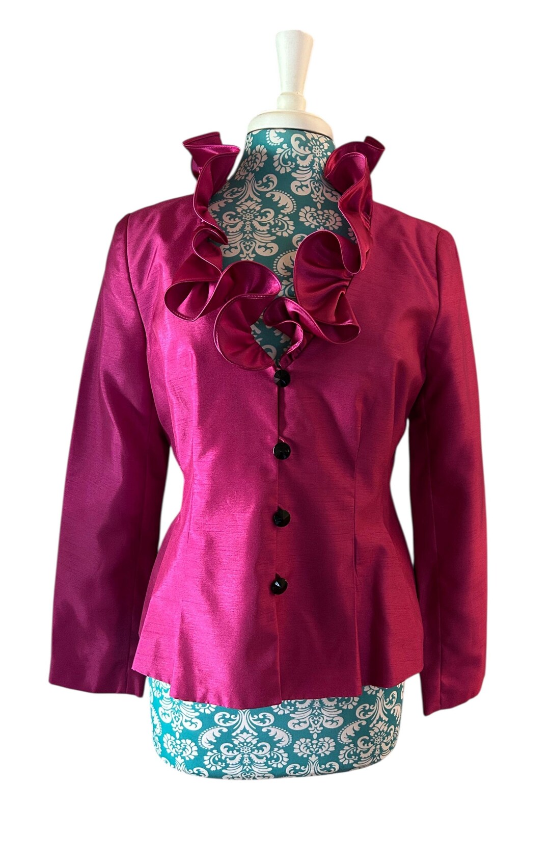 Vintage New NWT Pink Ruffled Jacket : 1990’s Glam Evening Blouse With ...