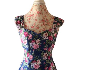 Vintage 1980’s Dress // Blue & Pink Floral Sundress