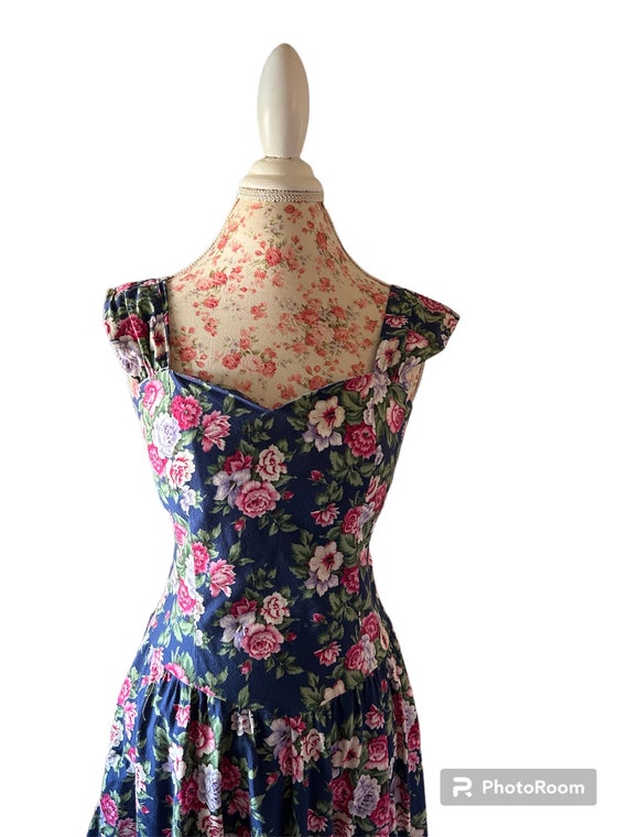 Vintage 1980’s Dress // Blue & Pink Floral Sundres