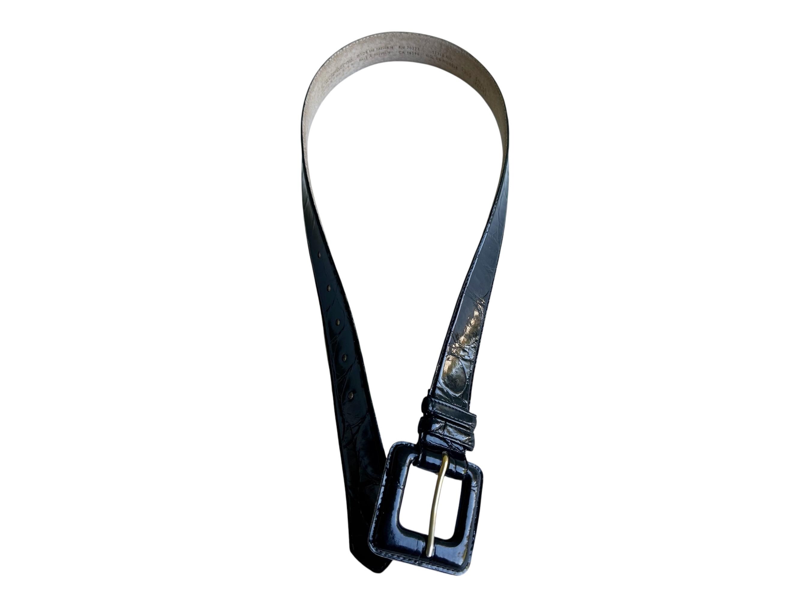 ??1980\'s Hammered Coin Metal Bushed Black White Vintage Elastic Belt 24\