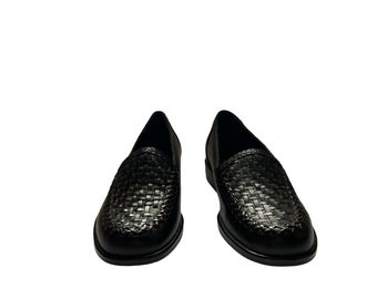 Vintage Black Leather Loafers // Size 5 Pesaro Flats Shoes NOS
