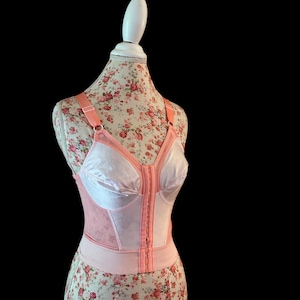 Vintage Corset Bustier // Glamorise Peach Lingerie 34B Bra Romantic Pinup Bombshell