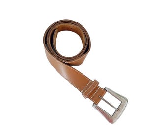 Talbots Brown Skinny Belt // Genuine Leather Gold Buckle - Etsy display picture 2