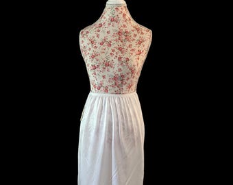 Vintage White Slip// NWT 60’s Half Slip  // 1960&#39;s Pink Rose Accent