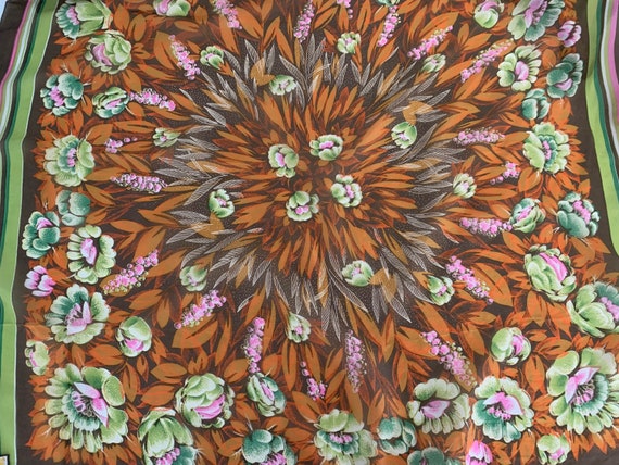 Vintage 1970’s Scarf // Floral Pure Silk Large Sc… - image 3