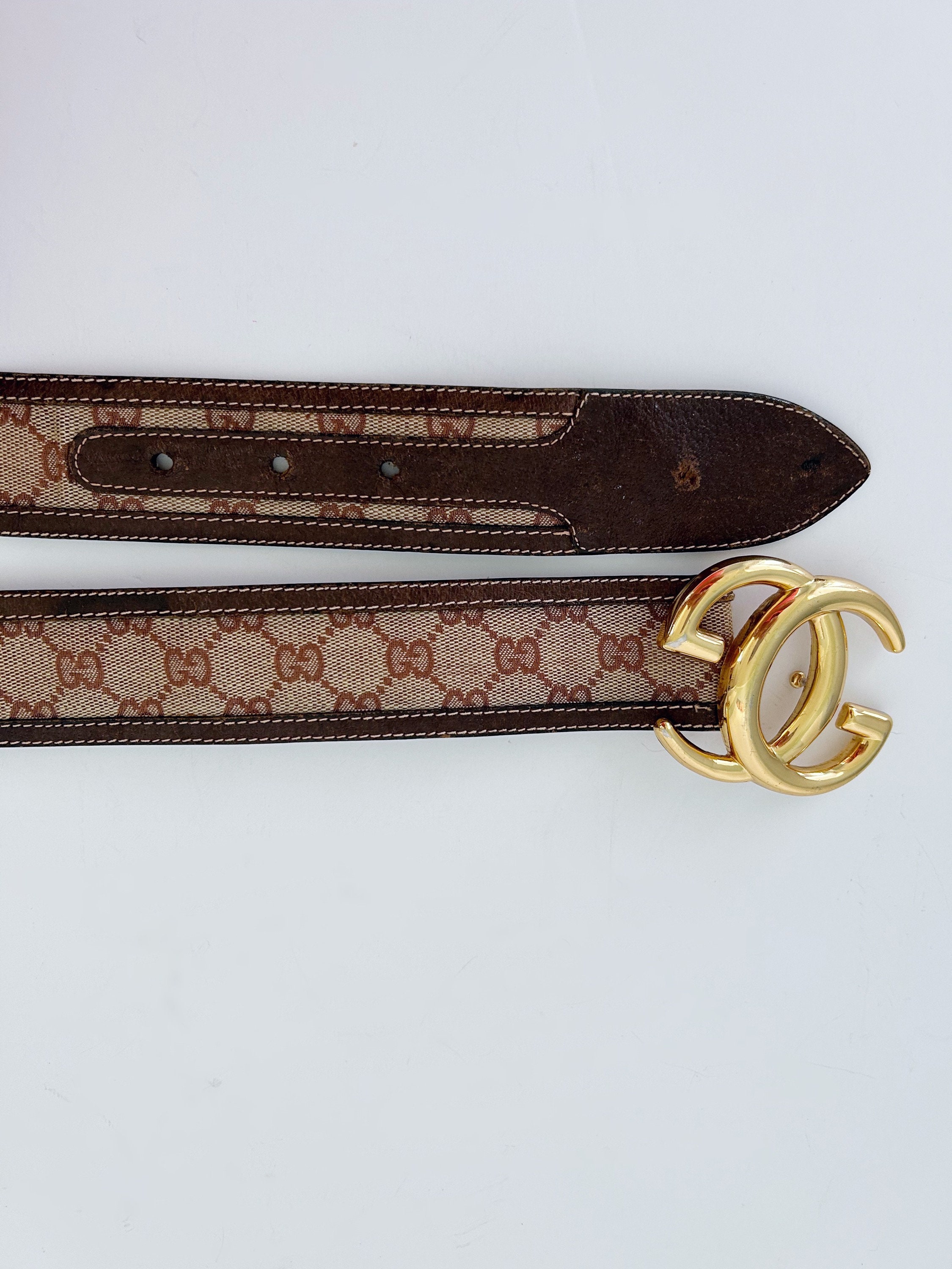 Gucci Print Belt Bag Vintage Logo Small White in Leather with Brass - US