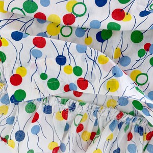 Vintage Ruffled Curtains // One Pair Balloon Print // Retro Primary Colors Print image 3