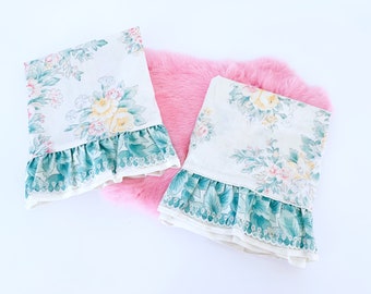 Vintage Pillowcase Set // Floral Pastel Givenchy Bedding