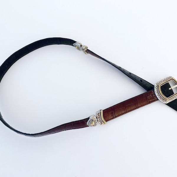 Vintage Brown Belt // Genuine Leather // 1990’s  Belt Bohemian Prairie 32 M/L