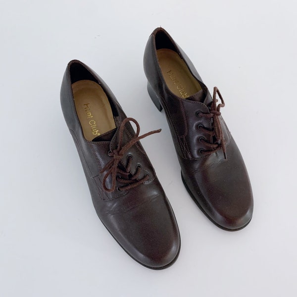 Vintage Hunt Club Shoes // Genuine Brown Leather Lace Up Booties 8.5