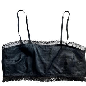 Edwardian Bralette Vintage Bra // Antique Brassiere Black Lace Trim