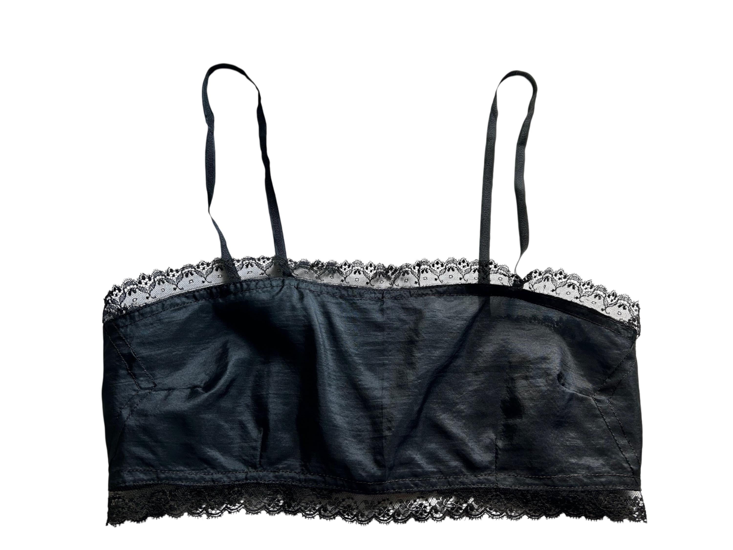 Edwardian Bralette Vintage Bra // Antique Brassiere Black Lace Trim