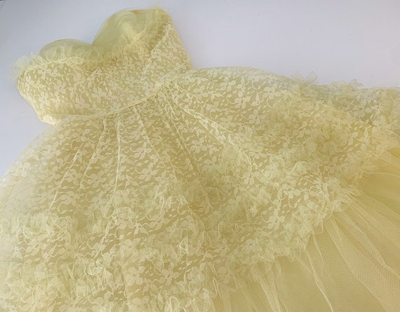 Vintage Pastel Yellow Dress // 1950’s Tulle & Lac… - image 1