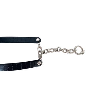 Vintage Chain Black Genuine Leather Belt // Embossed  display picture 2