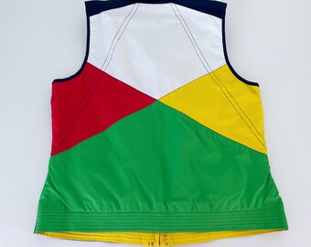 Vintage Ralph Lauren Vest // Color block Retro Preppy Zip Front Unisex