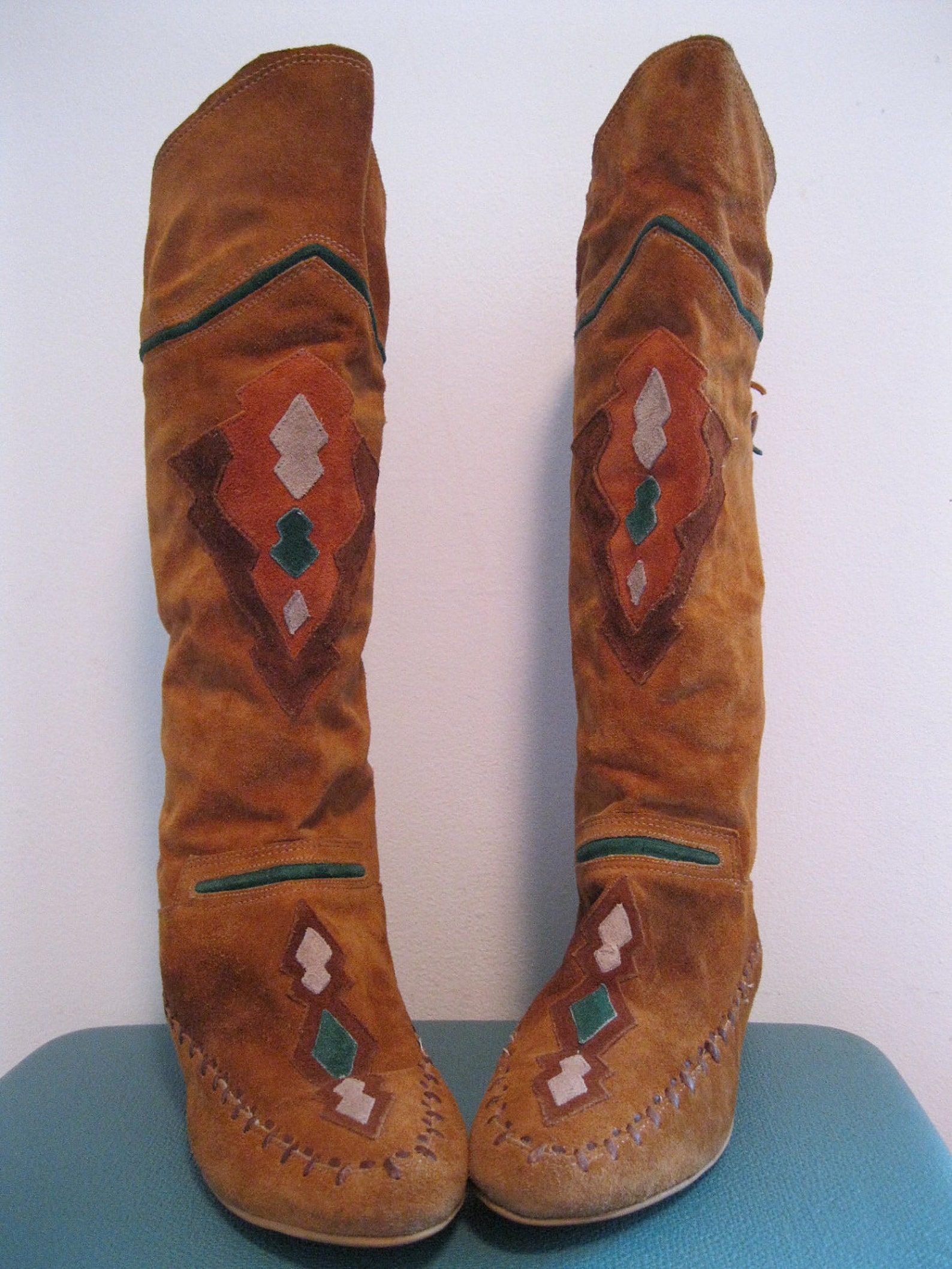 Vintage MOCCASIN boots leather suede indian navajo mexican | Etsy