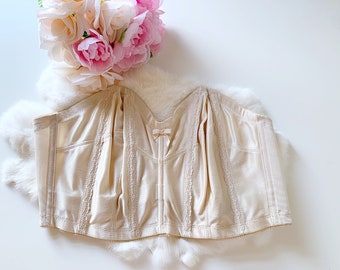 Vintage Wynette By Valmont Corset // 38D Beige Nude Pinup Bustier