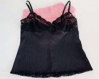 Camisole Noire vintage // Vassarette Dentelle Lingerie 36