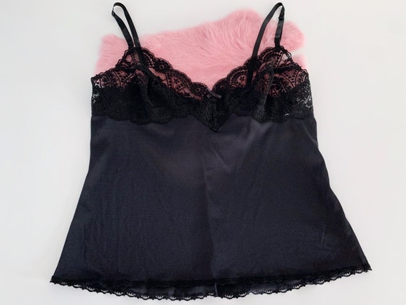 Vintage Black Camisole // Vassarette Lace Lingerie 36 