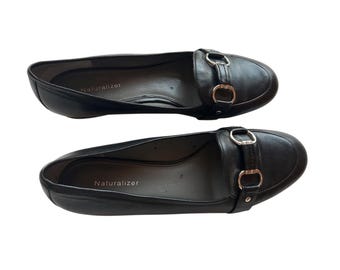 Black Genuine Leather Loafers Size 10 : Silver Horsebit Old Money Shoes