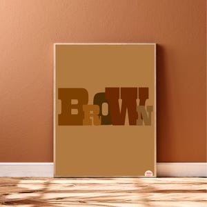 Póster marrón con palabra  brown. Arte de pared brown. Cartel minimalista brown. Decoración para pared. Descarga digital. Arte imprimible.