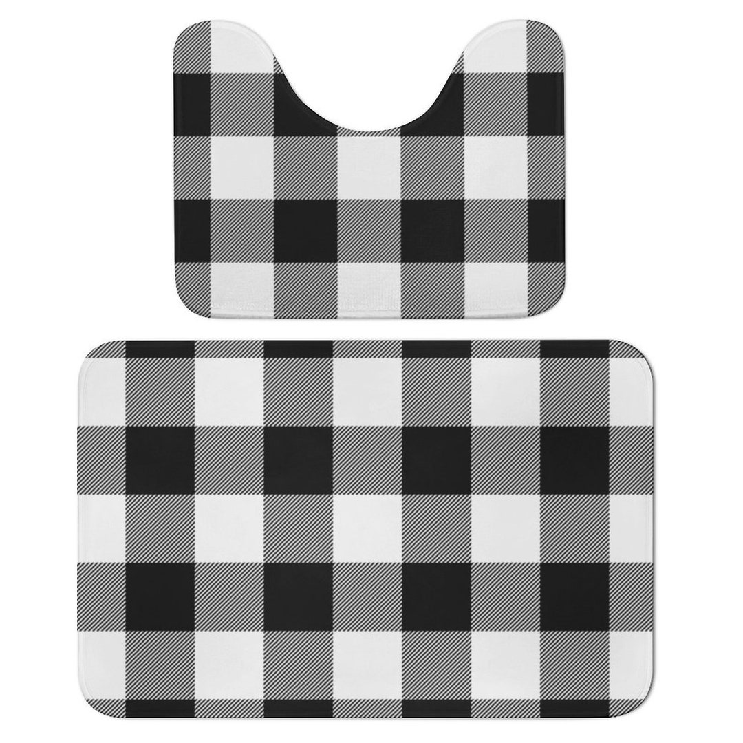 Black White Buffalo Plaid Bathroom Floor Mat Set of 2SMALL, Christmas