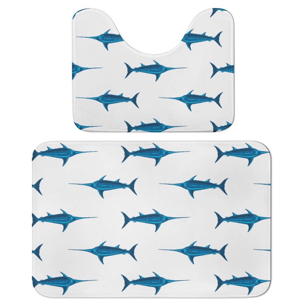Sword Fish Rug Preppy Blue Swordfish Mat Set of 2-SMALL, Boys, Girls, Toddler, Teen ...