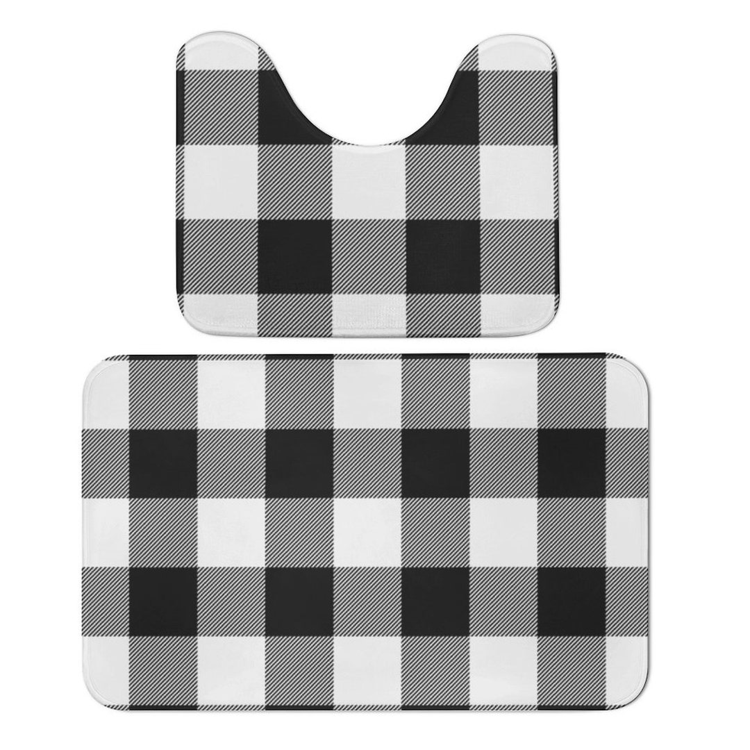 Black White Buffalo Plaid Bathroom Floor Mat Set of 2-LARGE, Holiday ...