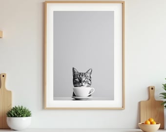 コーヒー猫、猫の絵、かわいい猫、コーヒー猫 - Etsy 日本