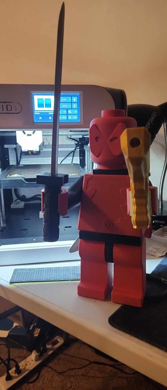 Almost a Foot Tall LEGO Deadpool With Accessories Etsy