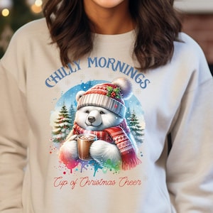 Christmas Polar Bear Sweatshirt: Chilly Mornings & Cocoa