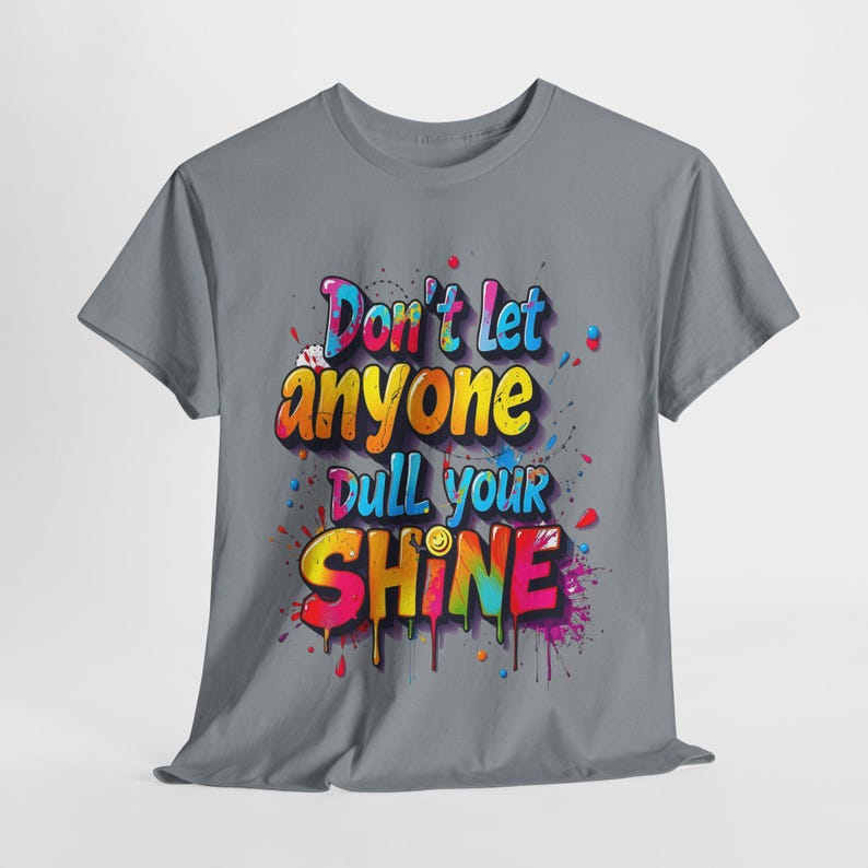 Radiant Affirmation: Graffiti-Style Motivational Art, Colorful 3D Typography, Street-Inspired Inspirational Design - Graphic Tee Shirt Gravel