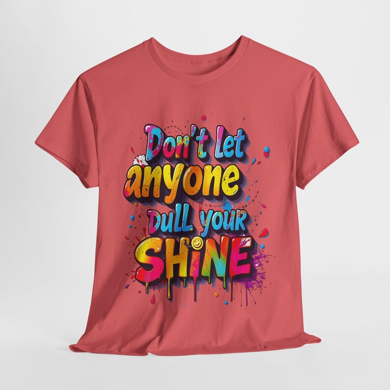 Radiant Affirmation: Graffiti-Style Motivational Art, Colorful 3D Typography, Street-Inspired Inspirational Design - Graphic Tee Shirt Coral Silk