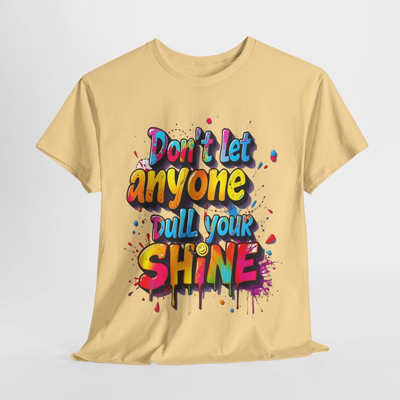 Radiant Affirmation: Graffiti-Style Motivational Art, Colorful 3D Typography, Street-Inspired Inspirational Design - Graphic Tee Shirt Yellow Haze