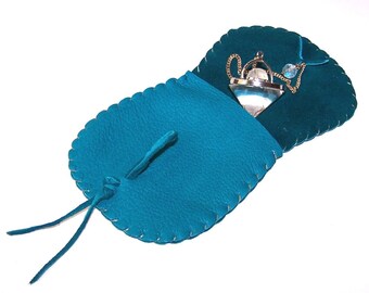 Leather Pendulum Pouch..TURQUOISE... Smooth