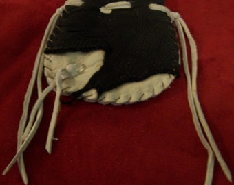 Beautiful Deerskin Medicine Bag ...BLACK and TAN