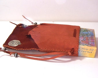 Deerskin Medicine Bag / Tarot Bag..6" x 8"..RUST...SPIRAL