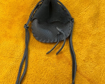 Beautiful Deerskin Leather Medicine Bag ..Grey
