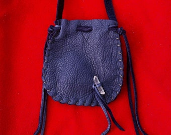 XL Leather Neck Pouch....BLUE...Smooth