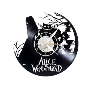 Alice in Wonderland vinyl wall clock Fairytale inspired gift idea Mad Hatter Tea Party Themed decor